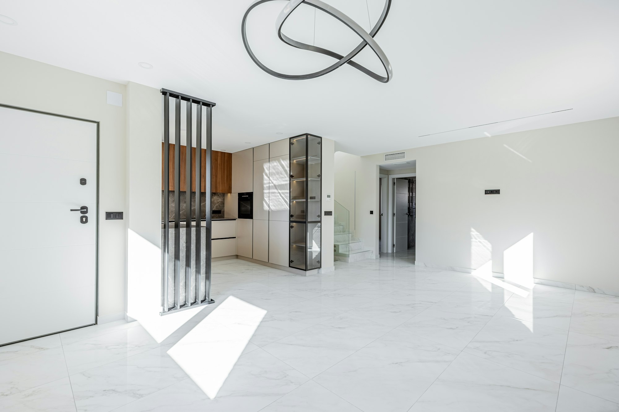 An empty, bright living space prepared for showings